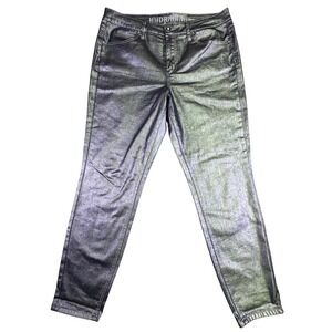 Hydraulic Murray High Rise Skinny Jeans Metallic Silver Foil Blue Denim Size 16